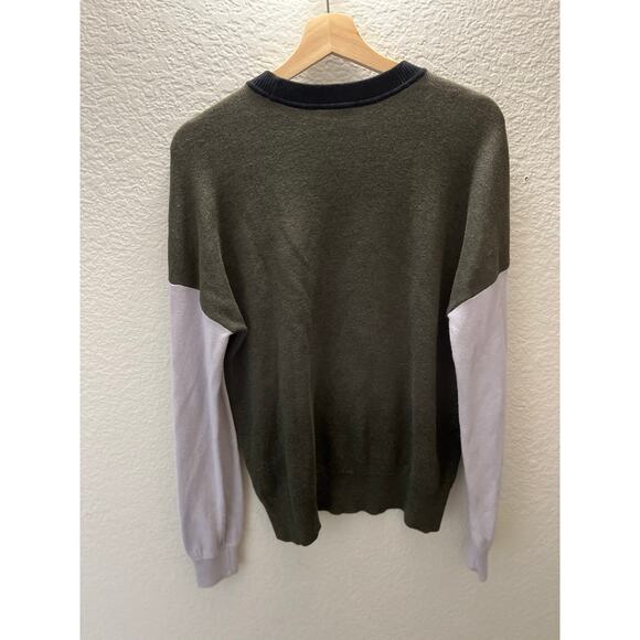 Lilla P Colorblock Knit Sweater Black Olive Gray Long Sleeve Sz S Cotton Modal - Picture 6 of 9